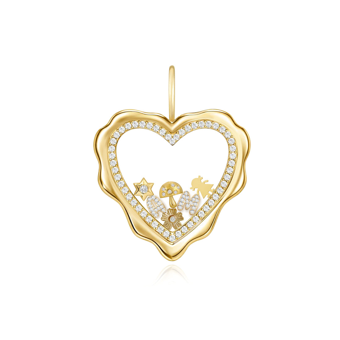 Wavy Heart Glass Locket Charm